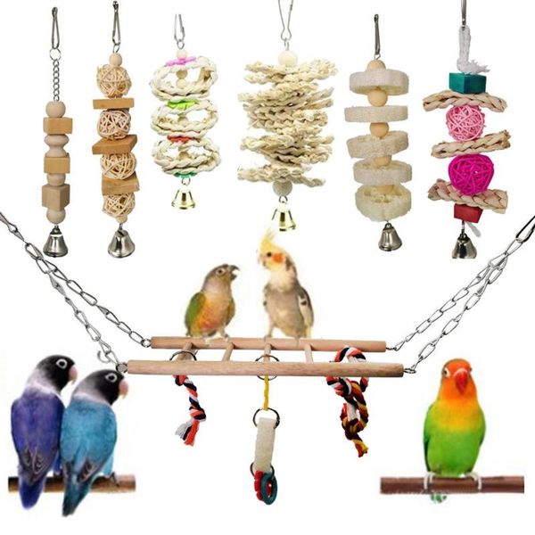 

other bird supplies 7pcs birds toys parrot toy primary color