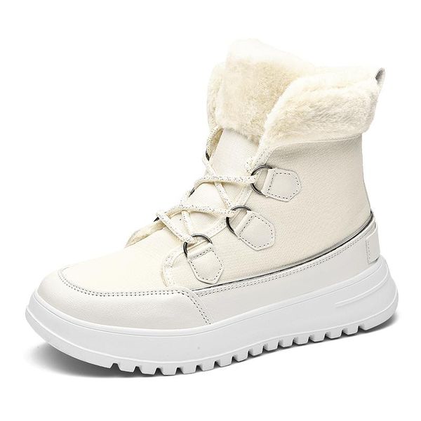 

boots plus size white winter shoes women ankle snow warm plush velvet fashion female booties short ladies footwear lightweight, Black