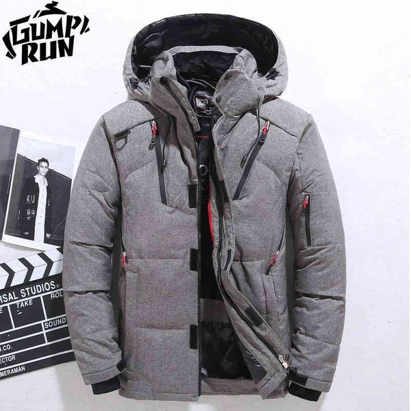 

male winter parkas-20 degree white duck down hooded outdoor thick warm padded snow coat with y pockets men, Black;white
