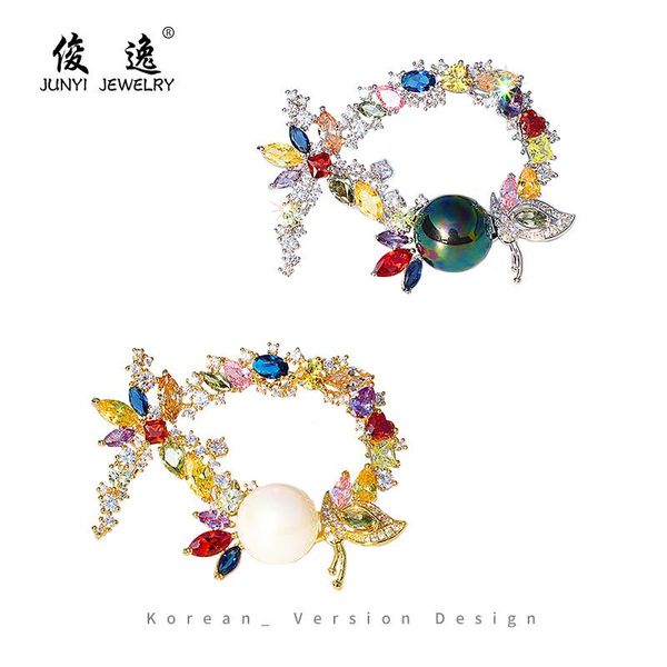 

pins, brooches colorful cubic zirconia elegant leaf design cz zircon crystal pins clothing accessories for women or men, Gray