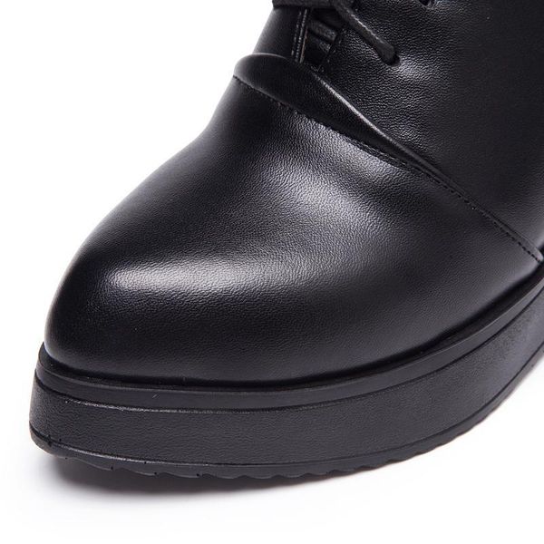 

boots de la chance lace up wedge winter fashion autumn leather casual shoes high women ankle motorcycle1 9x8w, Black