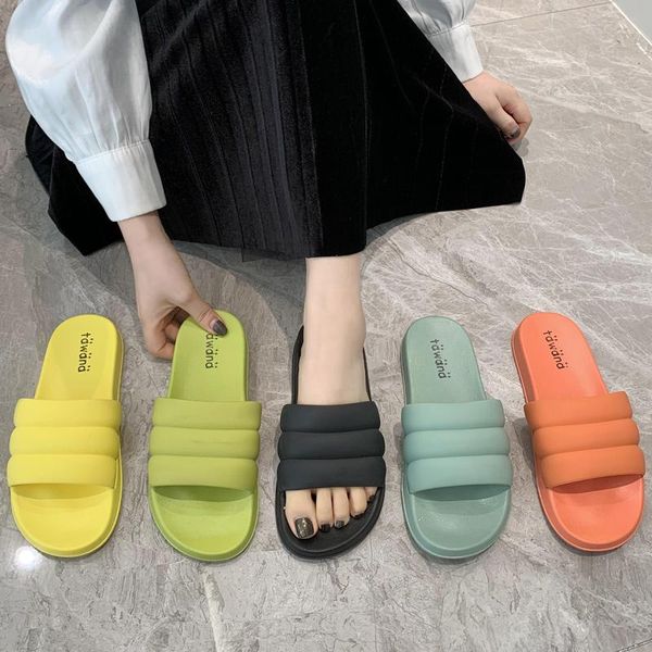 

slippers 2021 summer lady's shoe beach eva soft bottom non-slip sandals leisure indoor bathroom shoes, Black