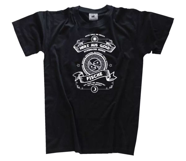 

heart of gold star sign pisces horoscope birthday t-shirt s-xxxl new, White;black