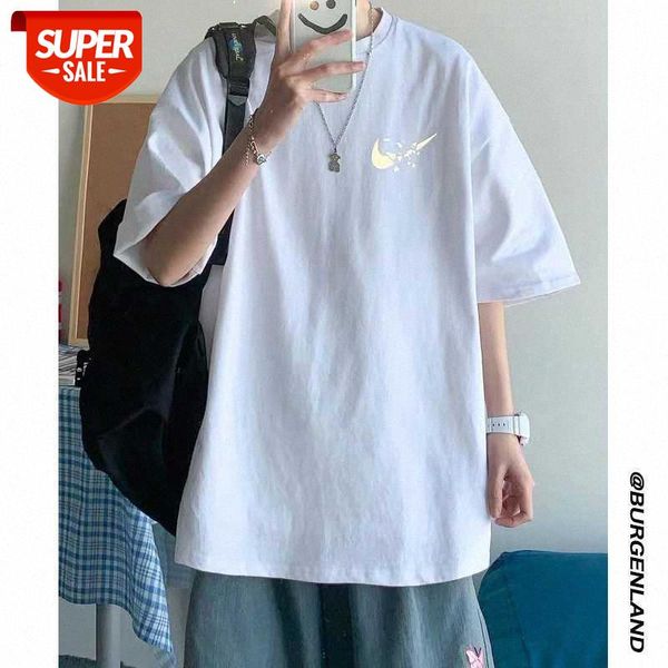 

short-sleeved shirt men's loose half-sleeved trend all-match hong kong style white compassionate #in1p, White;black
