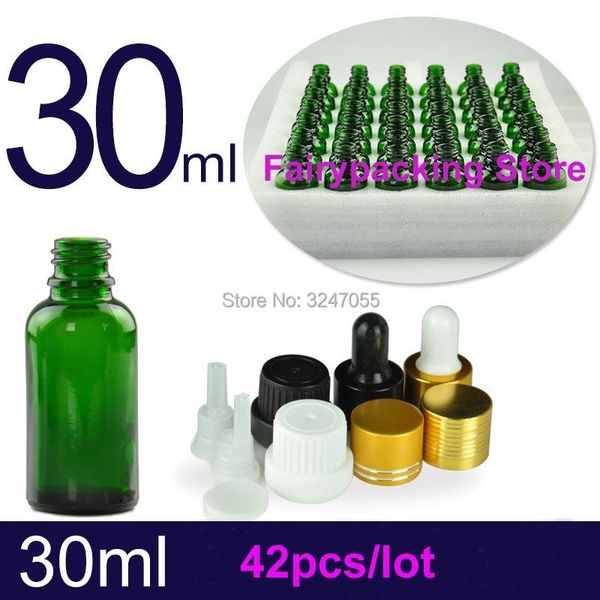 

storage bottles & jars 30ml 42pcs/lot glass green dropper fragrance bottle, empty cosmetic liquid serum vials, essential oil reagent pipette