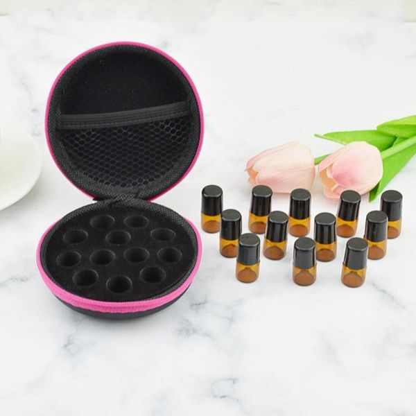 

storage bags 12 bottles essential oil case 1/2ml pu leather perfume box travel portable carrying holder nail polish bag dh