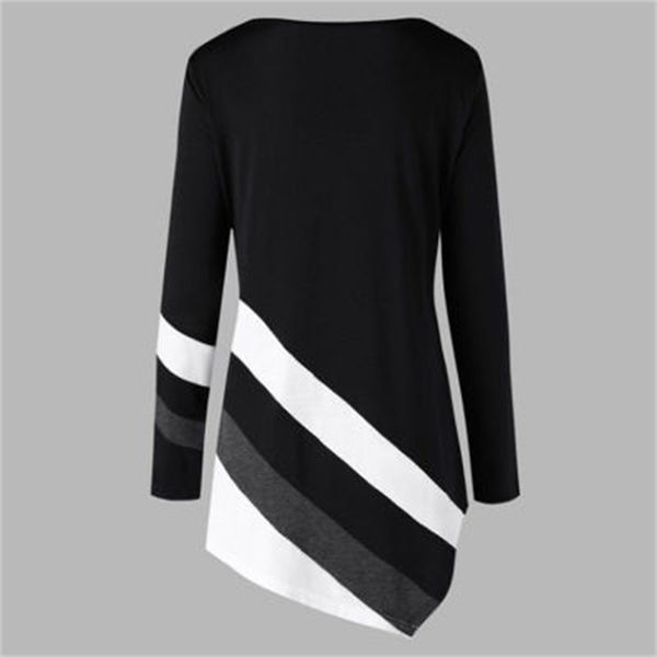 

women's hoodies & sweatshirts fashion women pullover sweat casual long sleeve hooded autumn winter striped asymmtrical tunic plus size, Black