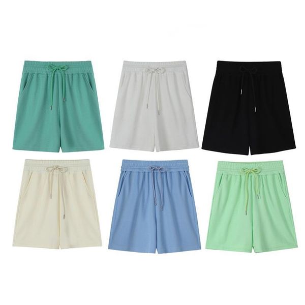 

women's shorts cotton casual wide leg summer elastic waist loose high pants, White;black