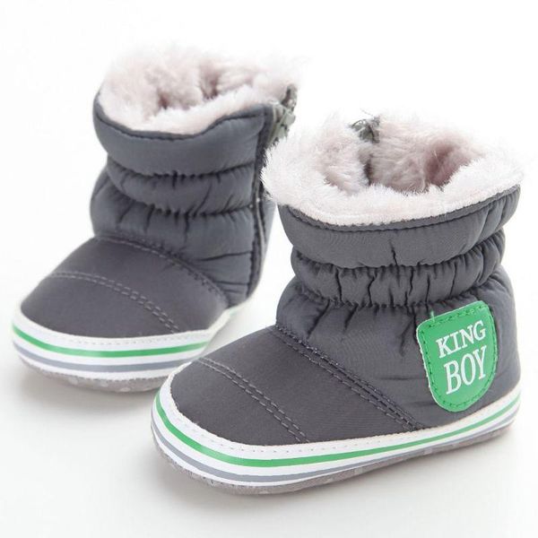 

winter baby shoes warm snow boots brand cotton fabric, Black;grey