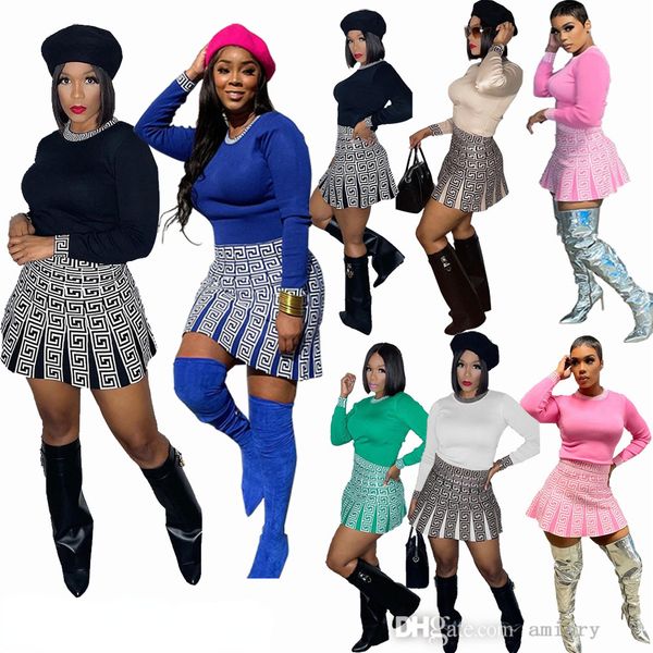 

women two piece dress outfits ladies elegant long sleeve and short skirt fashion casual dresses suit for 2022 spring, White