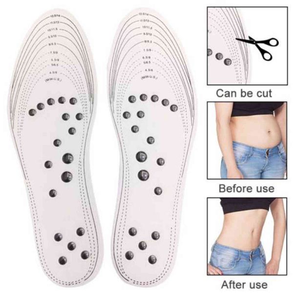 

new feet massage insoles magnetic weight loss acupressure slimming insoles foot care shoe gel inserts insoles h1106, White;pink