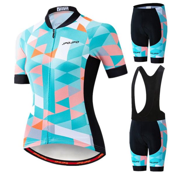 

racing sets 2021 women's cycling shirt team uniform fitness jersey mtb anti-uv clothes bicycle wear short sleeve, Black;blue