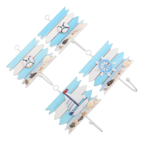 

hooks & rails 4pcs stylish mediterranean style clothes rudder decor