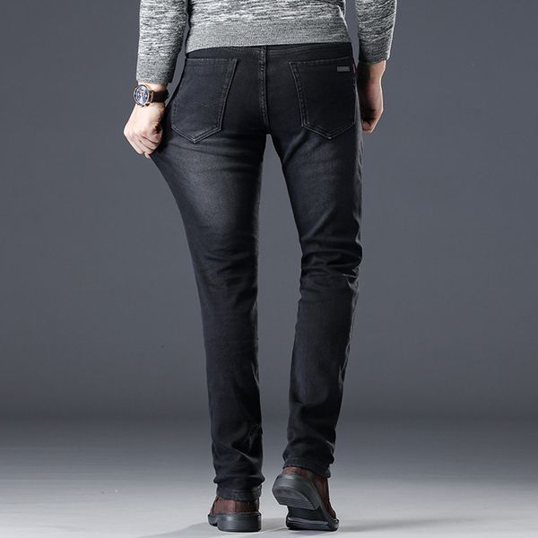 

men's fashion winter men black slim fit stretch thick velvet pants warm jeans man casual fleece trousers male plus size 42, Blue