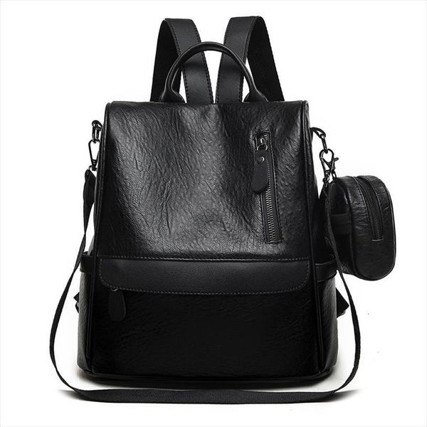 

womens personality shoulder bag trend fashion pu wild large capacity simple anti theft backpack detachable small