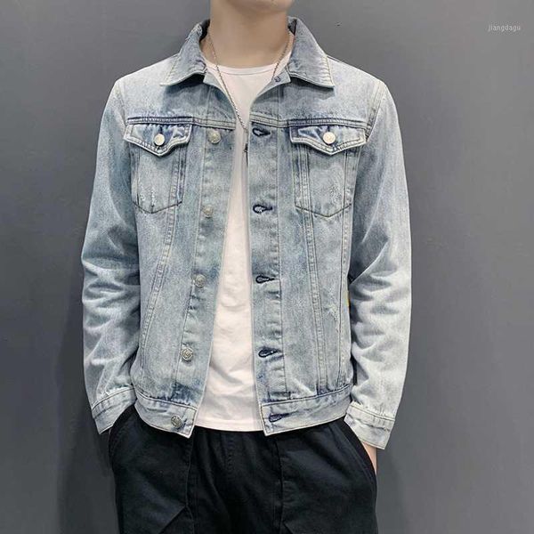 

men's jackets simple denim jacket men 2021 autumn and winter loose handsome trendy fashion casual, Black;brown