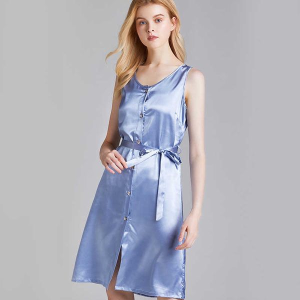 

pajamas women's summer silk ice thin size sleeveless solid color nightdress women's summer home wear 1259 homewear for girls, Black;red