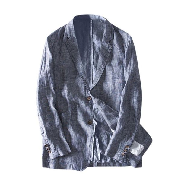 

men's suits & blazers slim fit linen blend pocket solid long sleeve blazer jacket outwear autumn casual mianma male single breasted 7.2, White;black