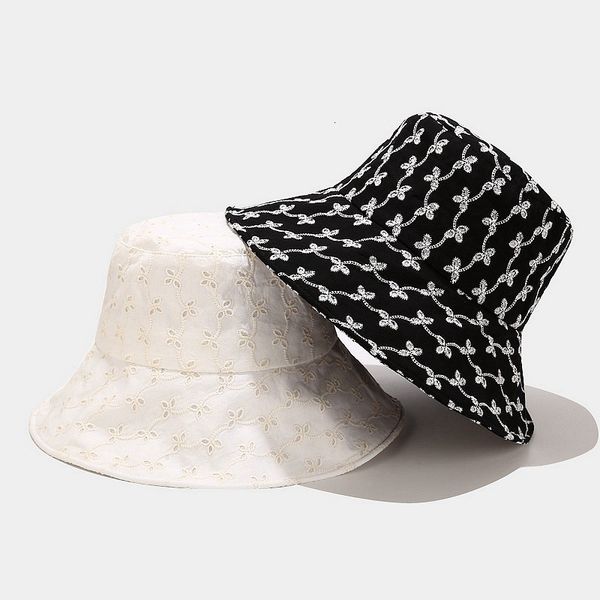

basin hat women's new fashion embroidery flower fisherman's hat for outdoor travel