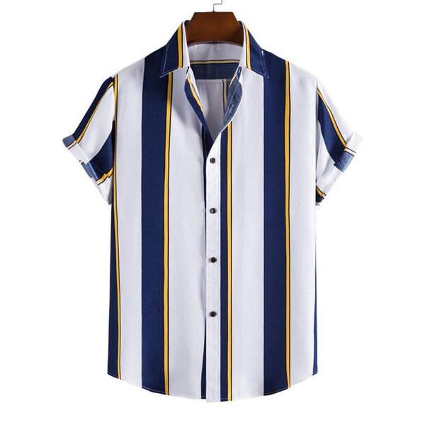 

men's casual shirts plus size striped for men design fashion clothing short sleeve slim fit button up male breathability beach, White;black