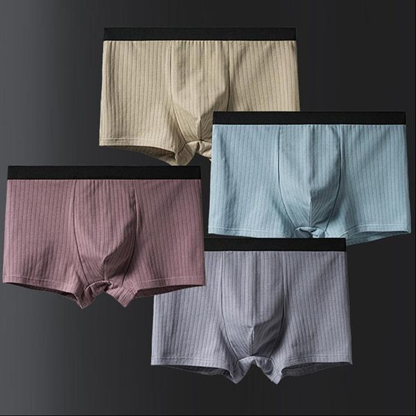 

underpants 4pcs boxer shorts underwear mens cotton panties men for male solid breathable boxers large size lot soft, Black;white