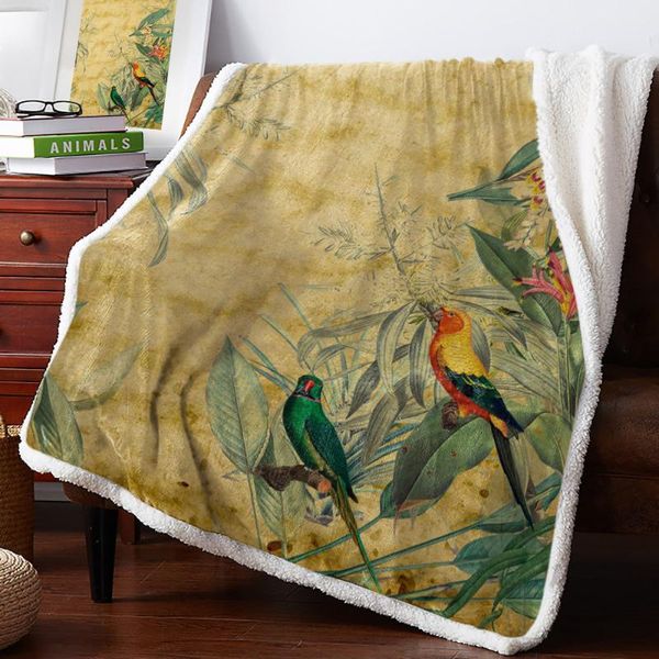 

blankets spring parrot flowers retro home lamb cashmere thick bed blanket sofa winter warm sherpa born wraps kids bedspread