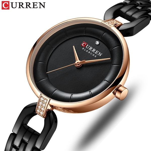 

curren watch women luxury brand fashion stainless steel ladies wrist watches black wristwatches for montre femme 210707, Slivery;brown