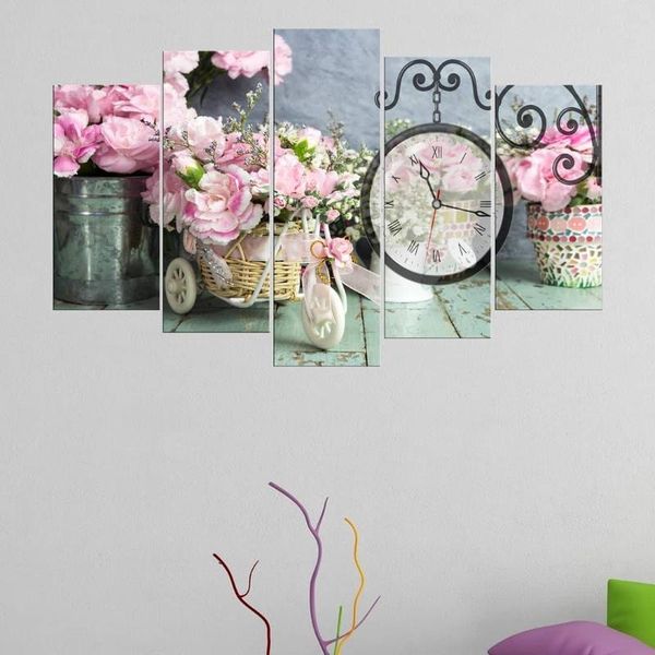 

pink hyacinthÂ 5 piece mdf clock tableÂ wall clocks