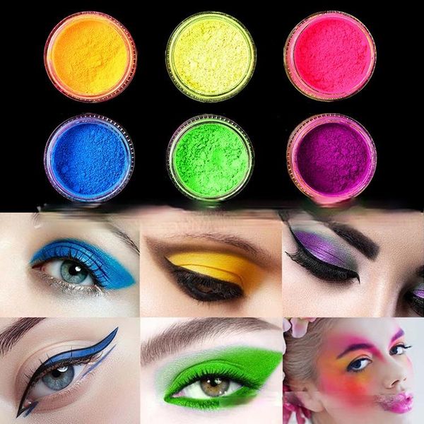 

eye shadow 6pcs 3 in 1 set of fluorescent powder nightclub stage makeup supplies carved nail