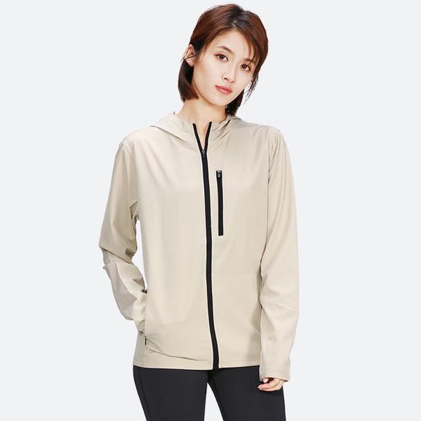 

yoga outfit windproof zipper sports jacket female with finger cots long-sleeved wear fitness hooded running top