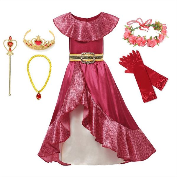 

princess elena christmas party gown girl dress child girls fantasia up birthday red dresses, Red;yellow