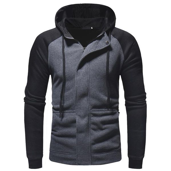 

men's hoodies & sweatshirts autumn winter fleece men kanga pocket hoody slim fit zipper cardigan hooded sweater male vintage sportswear, Black