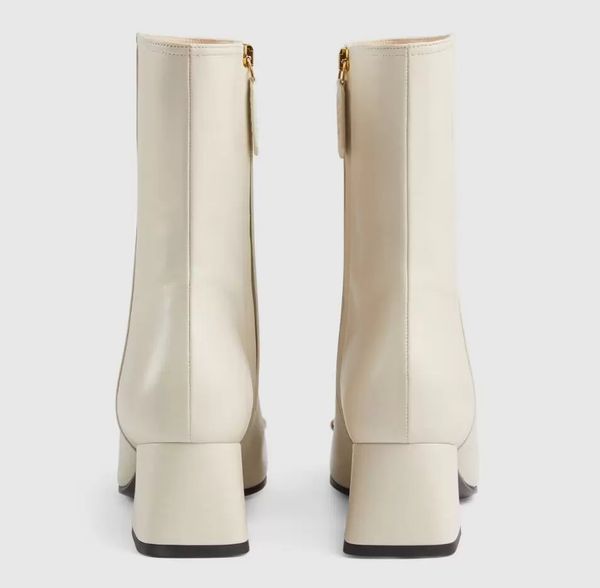 

winter horsebit ankle boot women's gold-toned square toe white black leather boots lady bottes famous party wedding martin combat booti