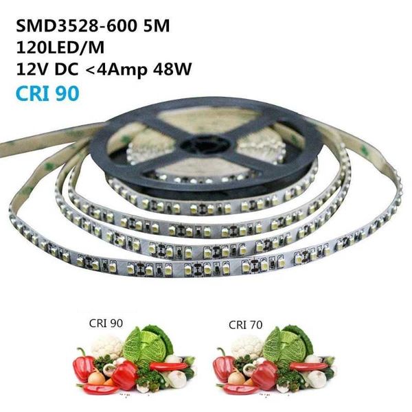 

flexible led strips 5meter smd3528 dc12v non-waterproof 120 leds per meter 8mm width 600lm tape lights