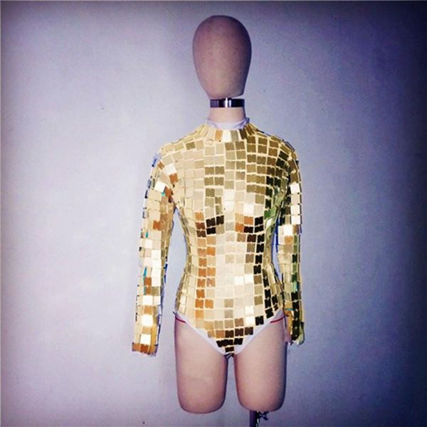 

women's jumpsuits & rompers gold silver mirrors bodysuit sequins bar nightclub women singer dancer performance stage wear dj jazz space, Black;white