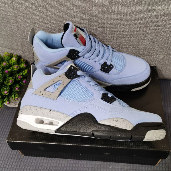 

with box university blue 4s mens basketball shoes high og unc tech grey white black 4 men women trainers sports sneakers 36-46