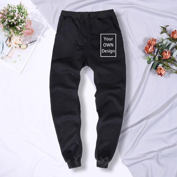 

men's pants your own design brand logo/picture custom men women diy sweatpant casual pant clothing loose fashion 2021, Black