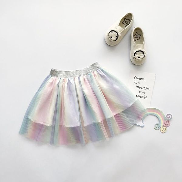 

summer kids girls rainbow tutu skirt skirts, Blue
