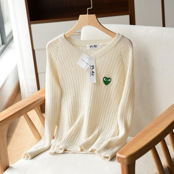 

men's sweaters (have eyes) 2021 autumn and winter love color matching small red heart v-neck cashmere long-sleeved miss size -xxl, White;black