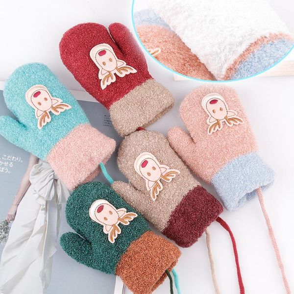 

children's mittens christmas gloves for kids lovely girls boys 5 colors cartoon deer printed autumn winter warm xmas kid gift, White