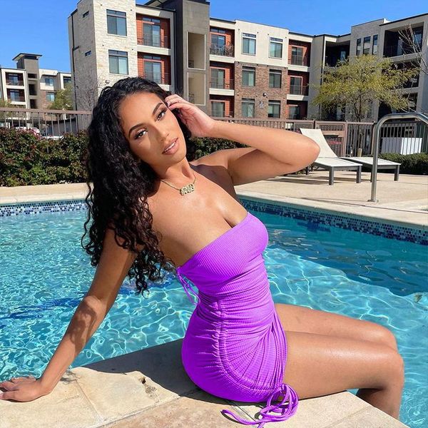 

casual dresses strapless solid mini dress women backless sleeveless slash neck pleated female body-shaping slim vestido robe femme, Black;gray