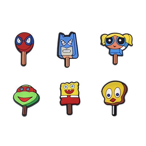 

wholesale cartoon lollipop croc charms clog shoes accessories and wristband bracelet decoration party gifts, White;pink