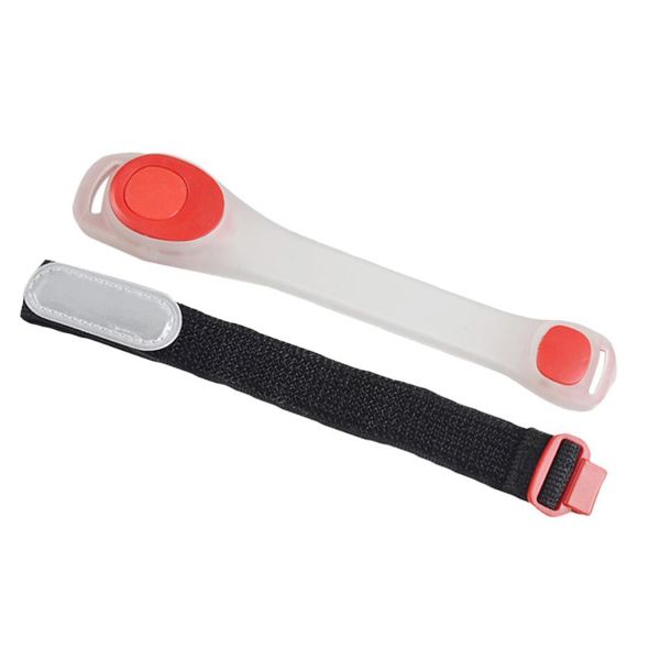 

elbow & knee pads 2pcs led light armbands luminous adjustable wristbands running belt creative sports strap for outdoor (red), Black;gray