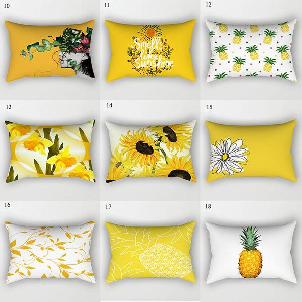 

pillow case home decoration pineapple yellow leaf comfortable soft polyester 30*50cm cover pillowcase