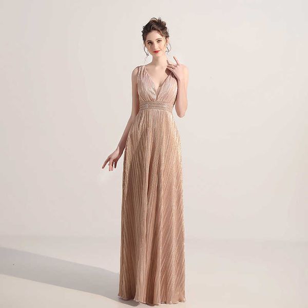 

luxury prom dresses 2021 nightclub evening host long night party deep v-neck ktv miss, Black