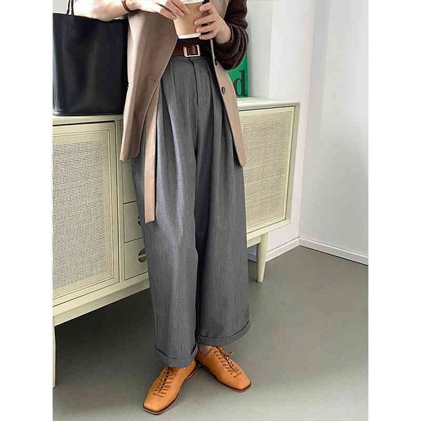 

taochuan korean high waist thin wide leg casual women's 2021 autumn loose straight slim suit pants 810, Black