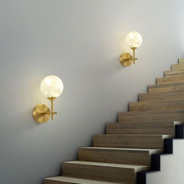 

light luxury all-copper bedside wall lamp with baby's breath, sturdy and durable, creative aisle corridor staircase