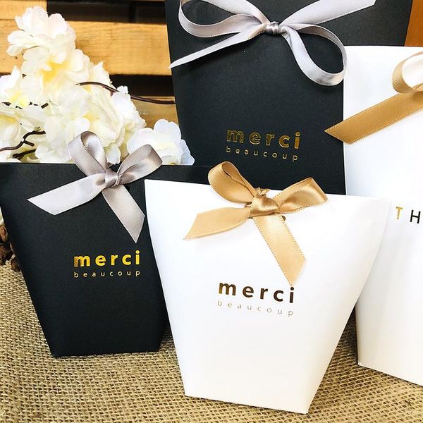 

10/50pcs merci thank you gift packaging candy kraft paper bag wedding dragee box cookie wrapping wrap