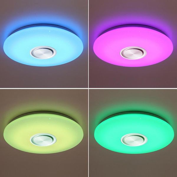 

ceiling lights music led light lamp 60w rgb flush mount round with bluetooth speaker dimmable color changing