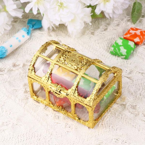 

10pcs creative candy box treasure chest shape sugar containers holder gift storage case party supplies for wedding (golden) wrap